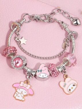Anime Charm Bracelet Adjustable Rope Band Handmade Kuromi Style